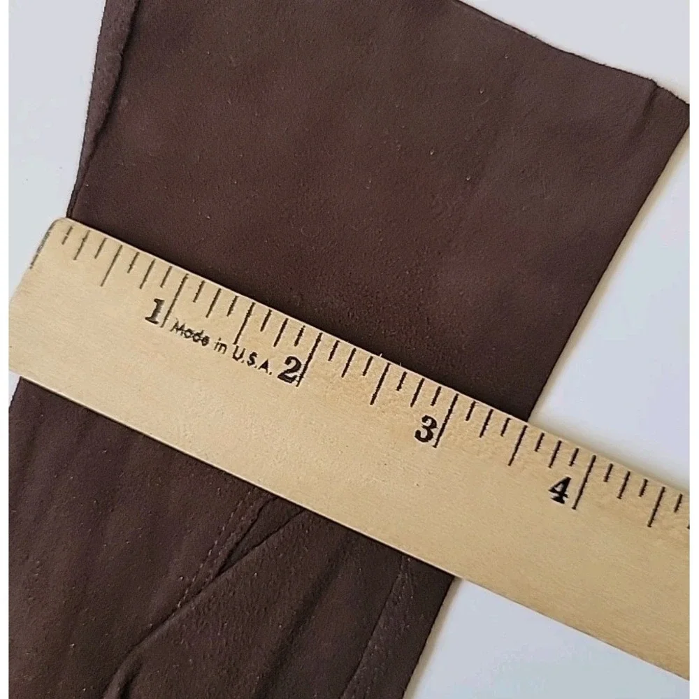 Miss Aris Gloves Vintage Suede‎ Bracelet Length Five Finger Chocolate Brown